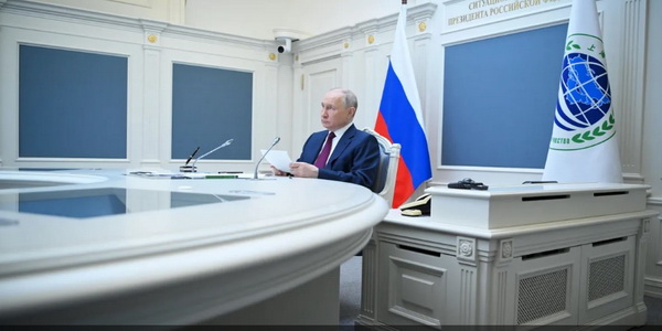 روسيا | بوتين في القمة الافتراضية لمنظمة شنغهاي للتعاون يقول بأن روسيا تتعرض لحرب هجينة وعقوبات غير مسبوقة.