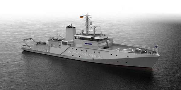 ألمانيا | البحرية الألمانية تطلق سفينة مسح جديدة ودعم جديدة للتجارب والاختبارات بإسم "كالكغروند".