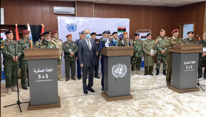 ليبيا | اللجنة العسكرية الليبية 5+5 ترحب بانتخاب السلطة التنفيذية الجديدة وتصرعلى المضي قدماً في تنفيذ إتفاق وقف إطلاق النار. 